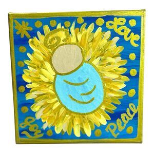 Hand Painted in NC Jesus in Manger Christmas Nativity Seasonal Holy Joy Peace